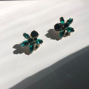 Green gemstone cluster studs